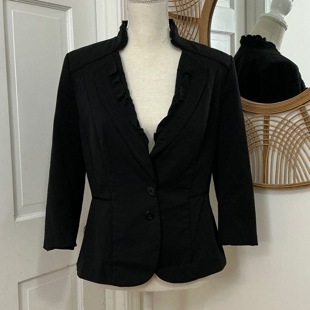 White House Black Market Peplum Blazer 8 Ruffle Victorian Dark Academia Jacket